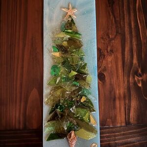 Handcrafted Green Glass Christmas Tree Decor